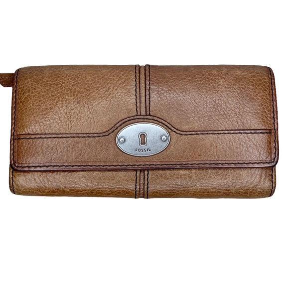 Fossil Bags Fossil Brown Leather Trifold Wallet Poshmark